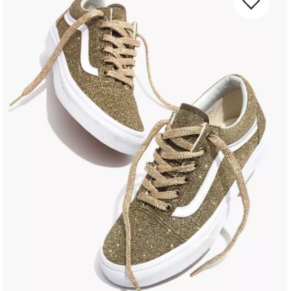 Vans Old Skool Lace-Up Sneakers Gold Glitter 8